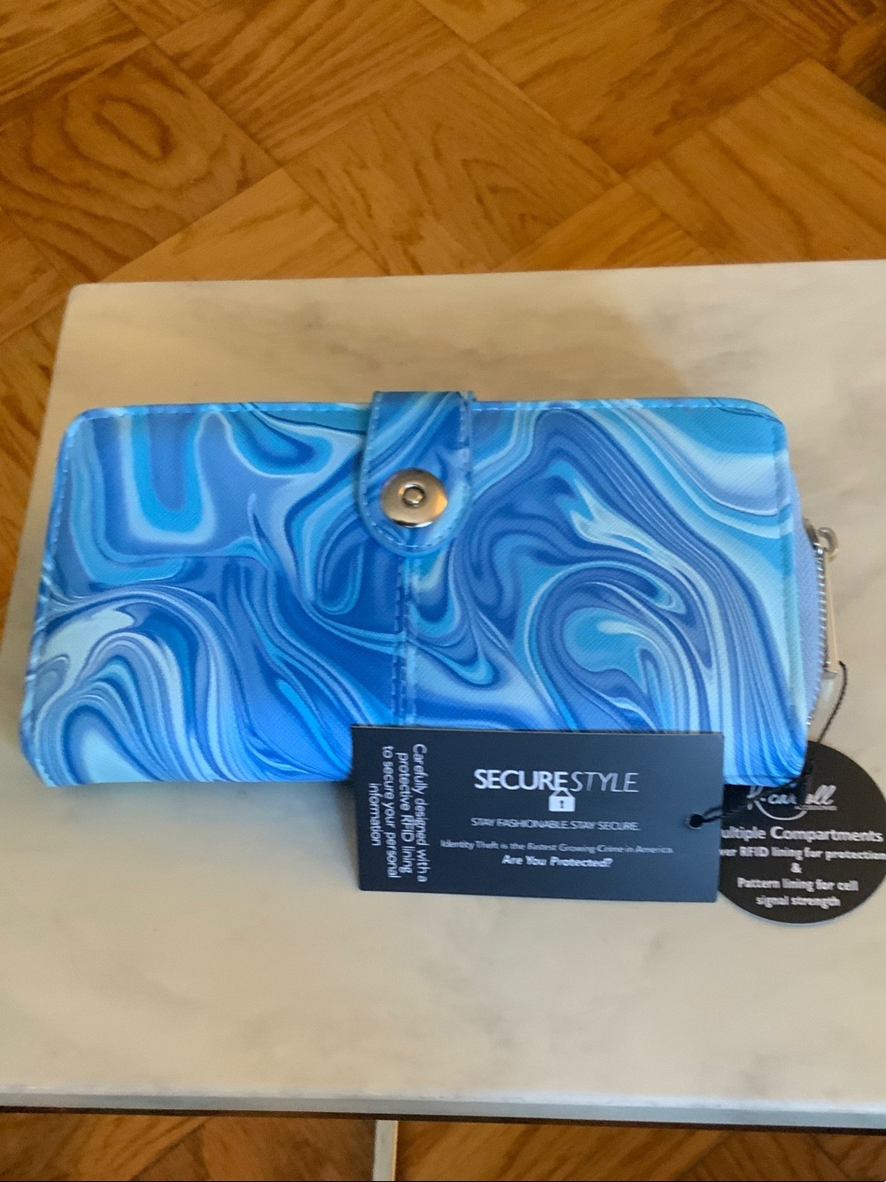 SecureStyle Blue Marble Women's Wallet